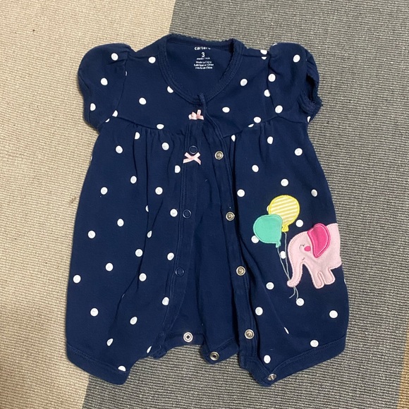 Carters summer jumpsuit. Polka dots with elephant and balloon. - Picture 1 of 1